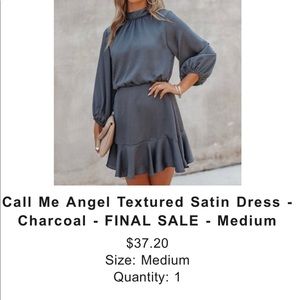 VICI Call Me Angel Textured Satin Dress - Charcoal